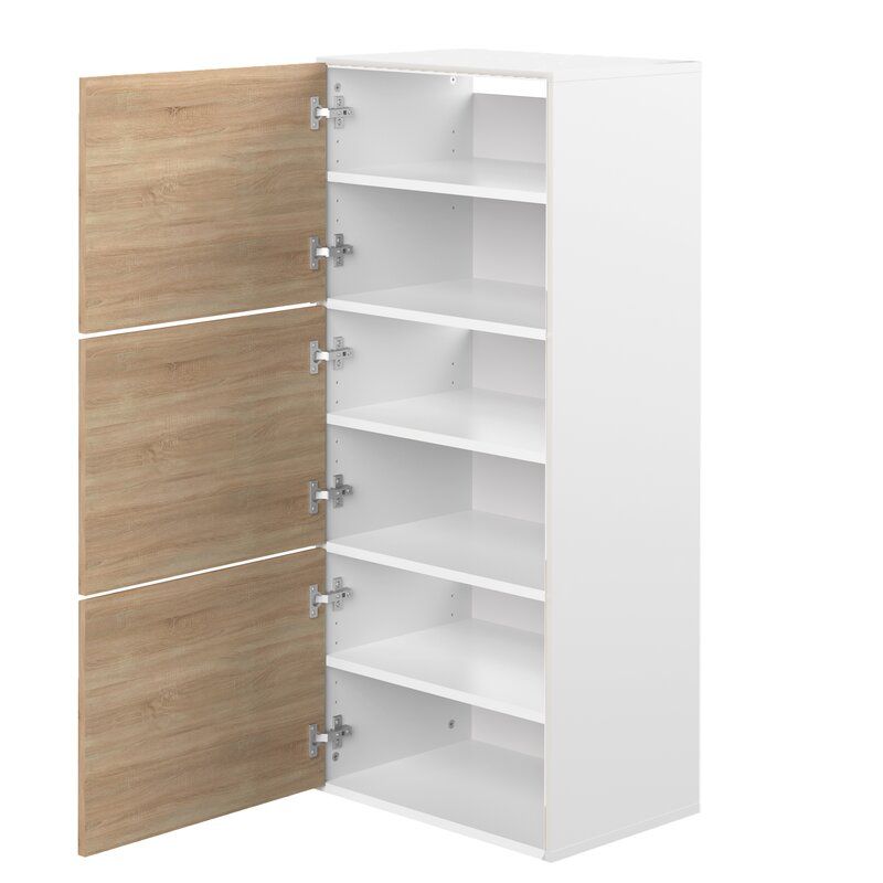 White Natural Oak Bamboo Shoe Storage Cabinet thumbnail 5