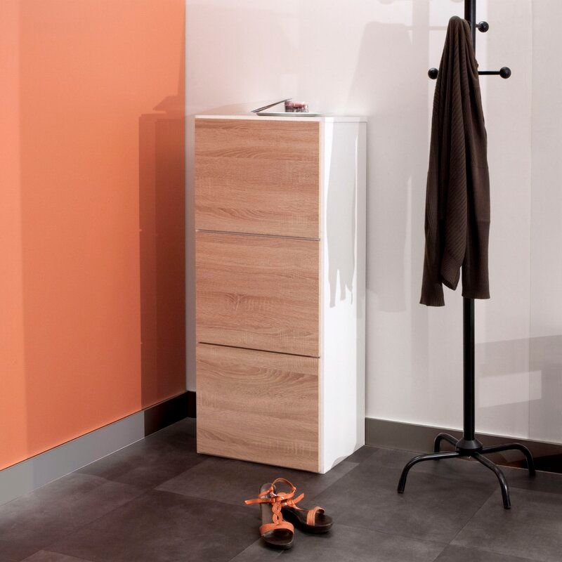 White Natural Oak Bamboo Shoe Storage Cabinet thumbnail 10