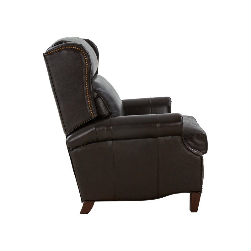Woodbridge Genuine Leather Manual Wing Chair Recliner thumbnail 2