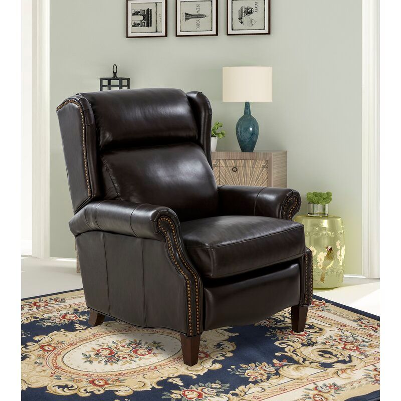 Woodbridge Genuine Leather Manual Wing Chair Recliner thumbnail 5