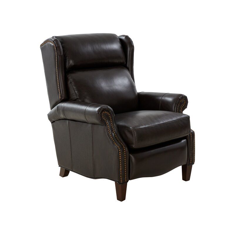 Woodbridge Genuine Leather Manual Wing Chair Recliner thumbnail 3
