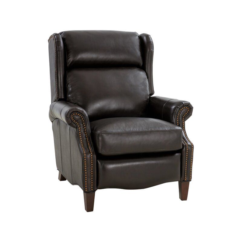 Woodbridge Genuine Leather Manual Wing Chair Recliner thumbnail 4