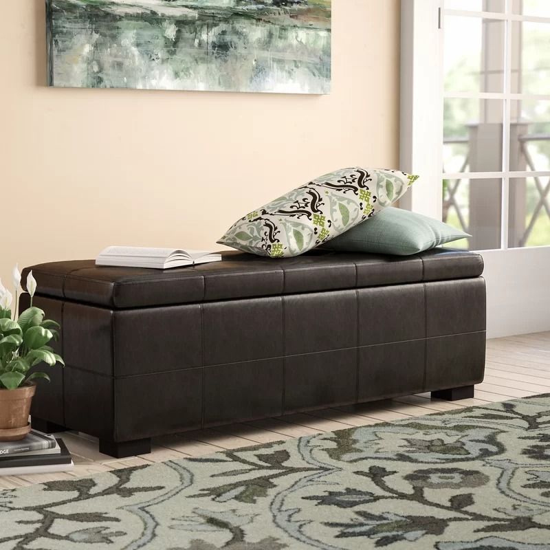 Alescia Faux Leather Flip top Storage Bench thumbnail 3