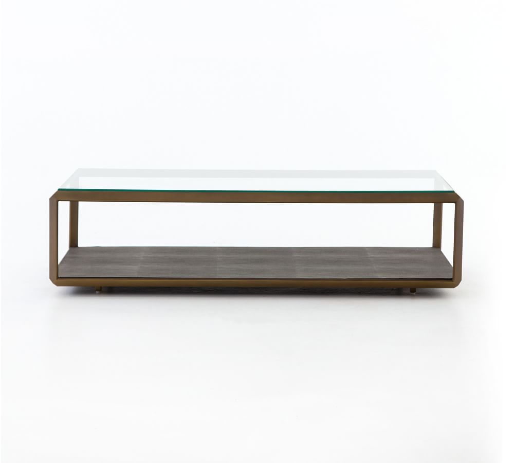 Doncaster Shagreen Coffee Table - Brown/Brass thumbnail 2