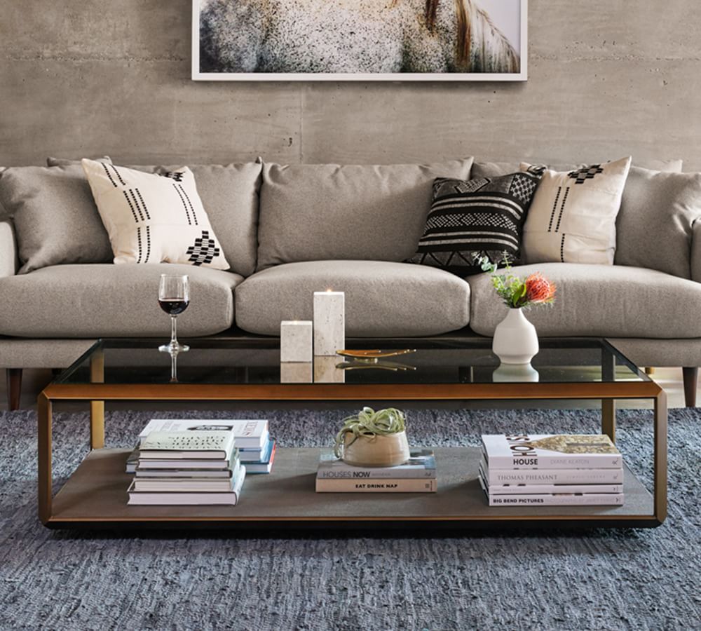 Doncaster Shagreen Coffee Table - Brown/Brass thumbnail 6