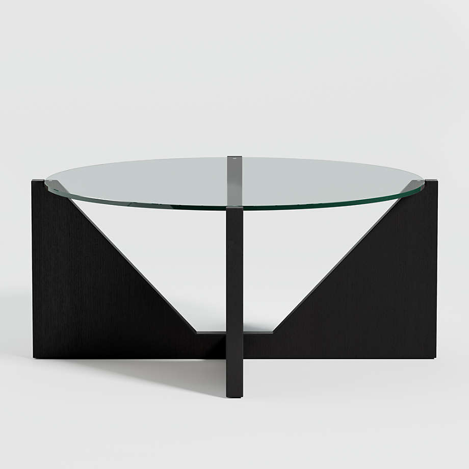 Miro Glass Coffee Table with Black Wood Base thumbnail 2