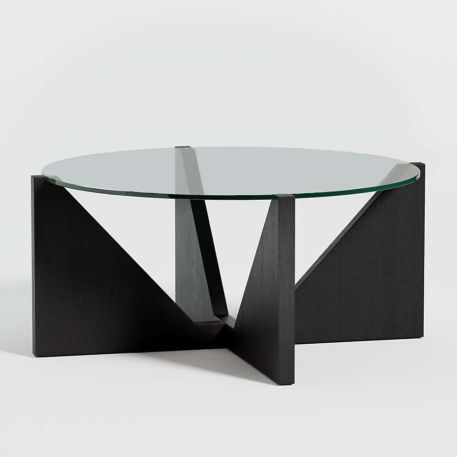 Miro Glass Coffee Table with Black Wood Base thumbnail 3