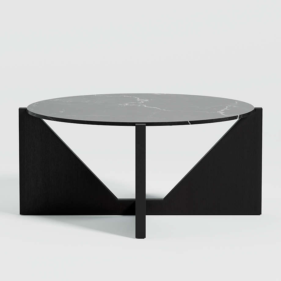 Miro Black Marble Coffee Table with Black Wood Base thumbnail 2