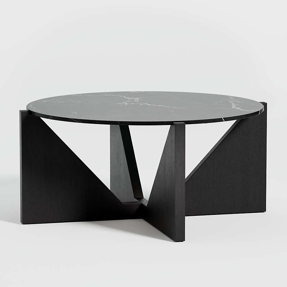 Miro Black Marble Coffee Table with Black Wood Base thumbnail 3