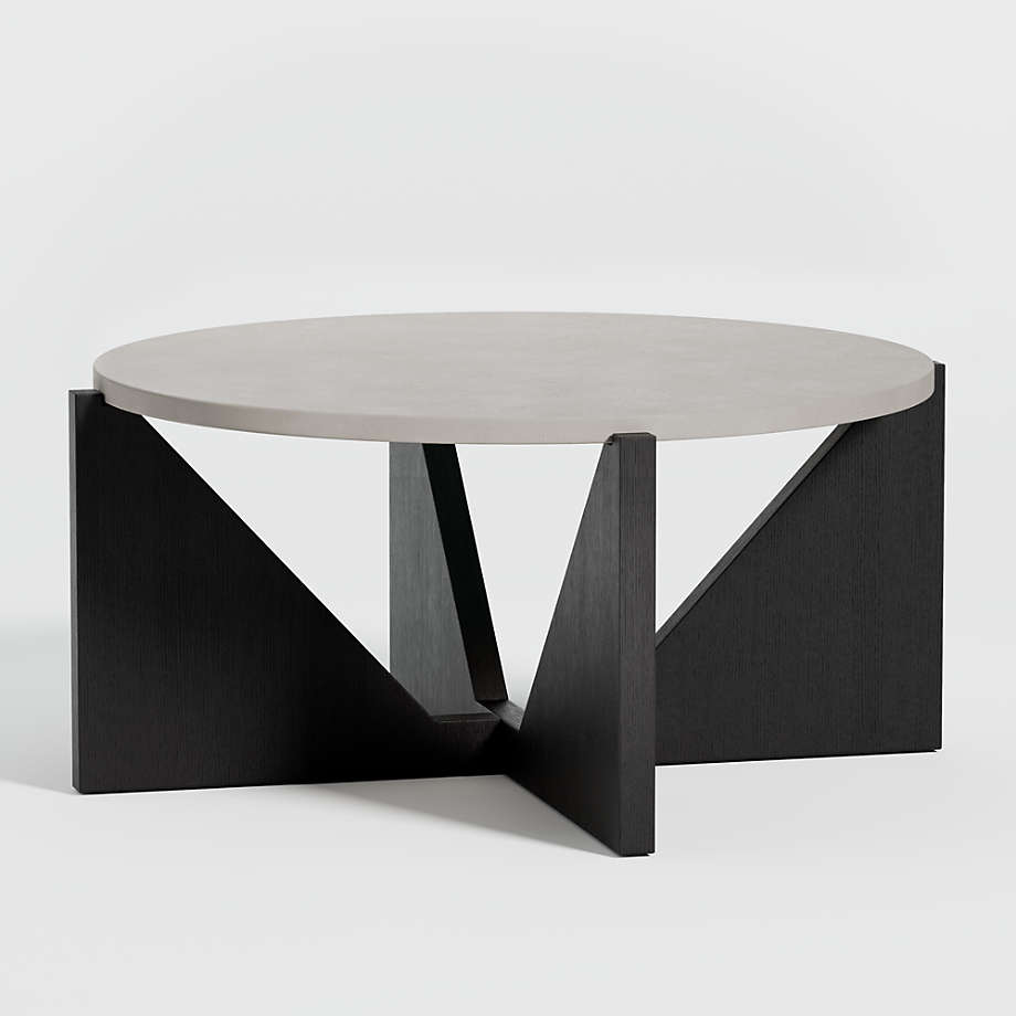 Miro Concrete Coffee Table with Black Wood Base thumbnail 3