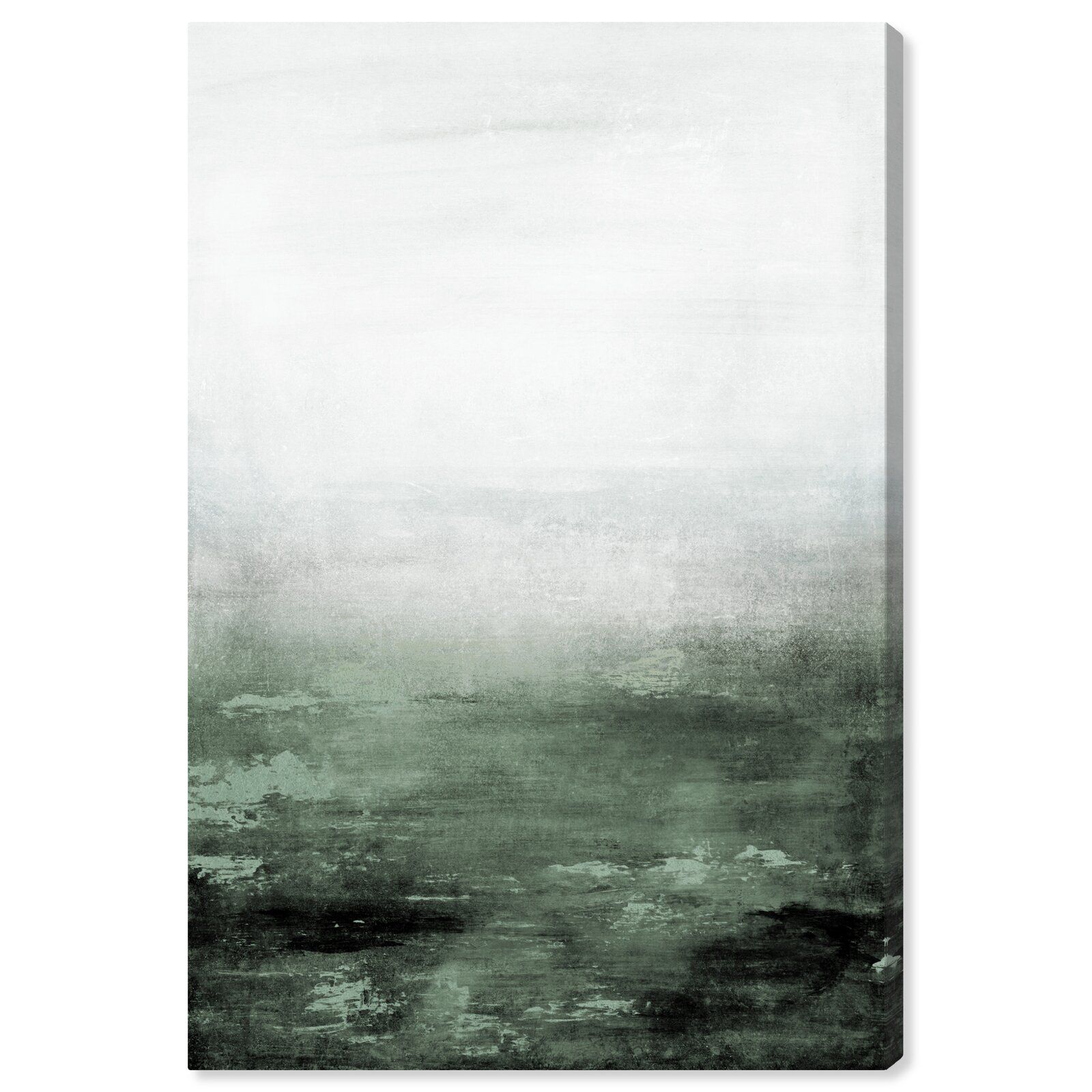 Abstract Sail To The Moon Hunter Green Painting Unframed thumbnail 2
