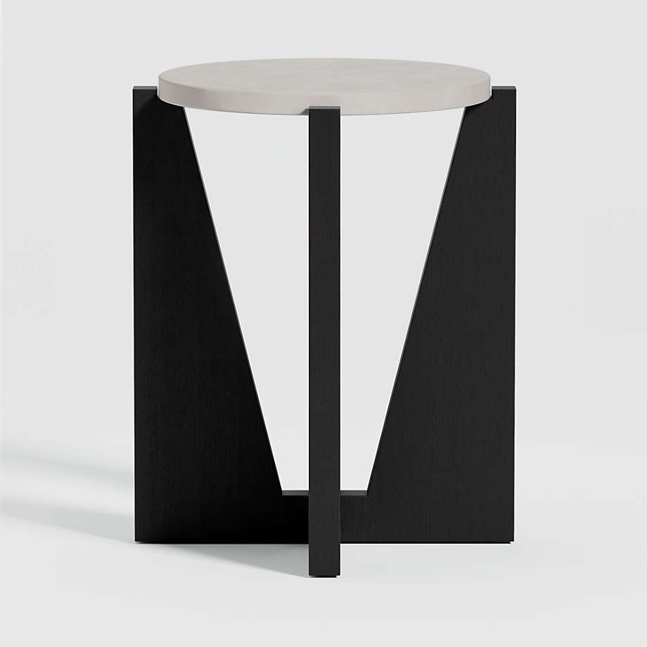 Miro Concrete End Table with Black Wood Base thumbnail 2