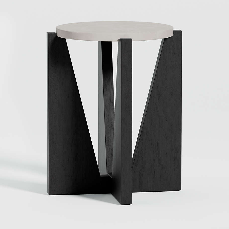 Miro Concrete End Table with Black Wood Base thumbnail 3