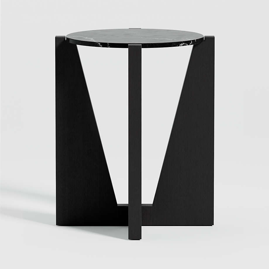 Miro Black Marble End Table with Black Wood Base thumbnail 2