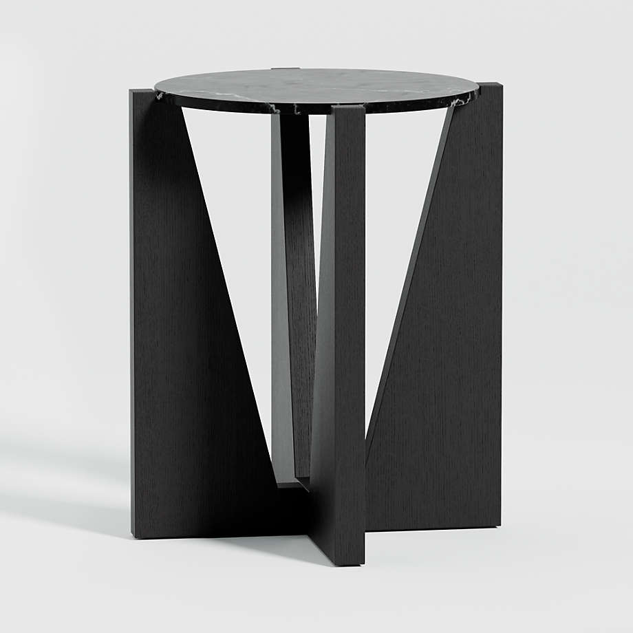 Miro Black Marble End Table with Black Wood Base thumbnail 3