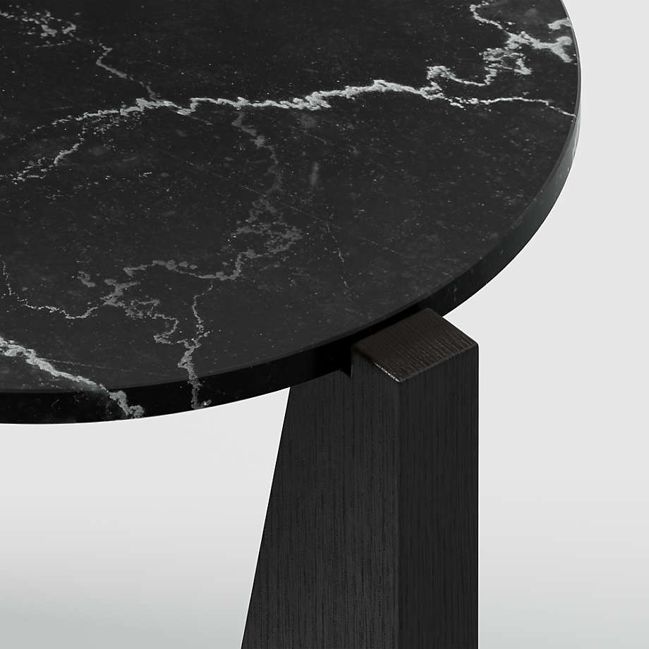 Miro Black Marble End Table with Black Wood Base thumbnail 4