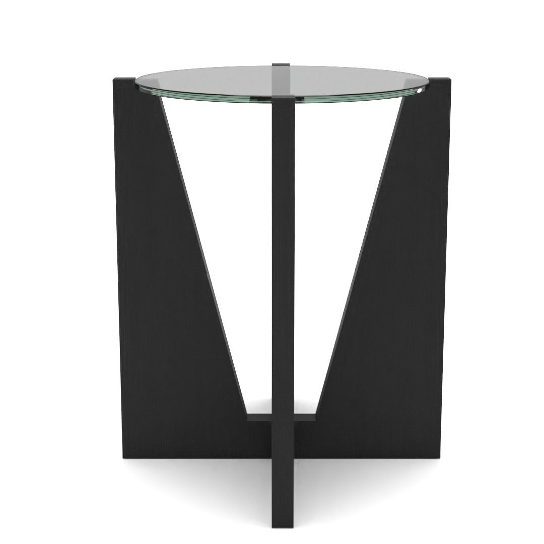 Miro Glass End Table with Black Wood Base thumbnail 3