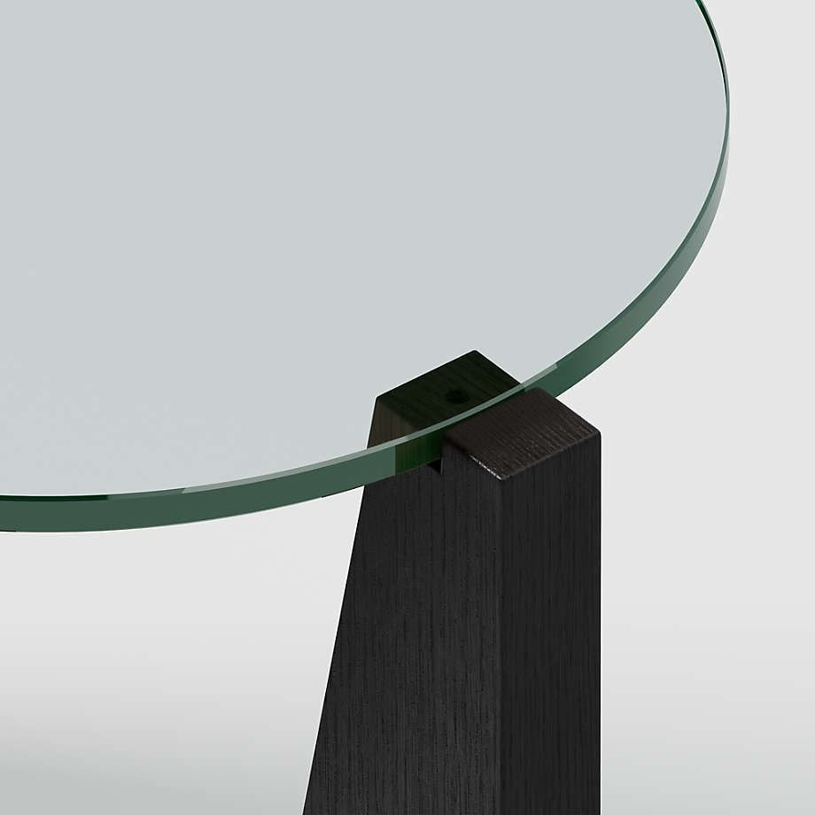 Miro Glass End Table with Black Wood Base thumbnail 5