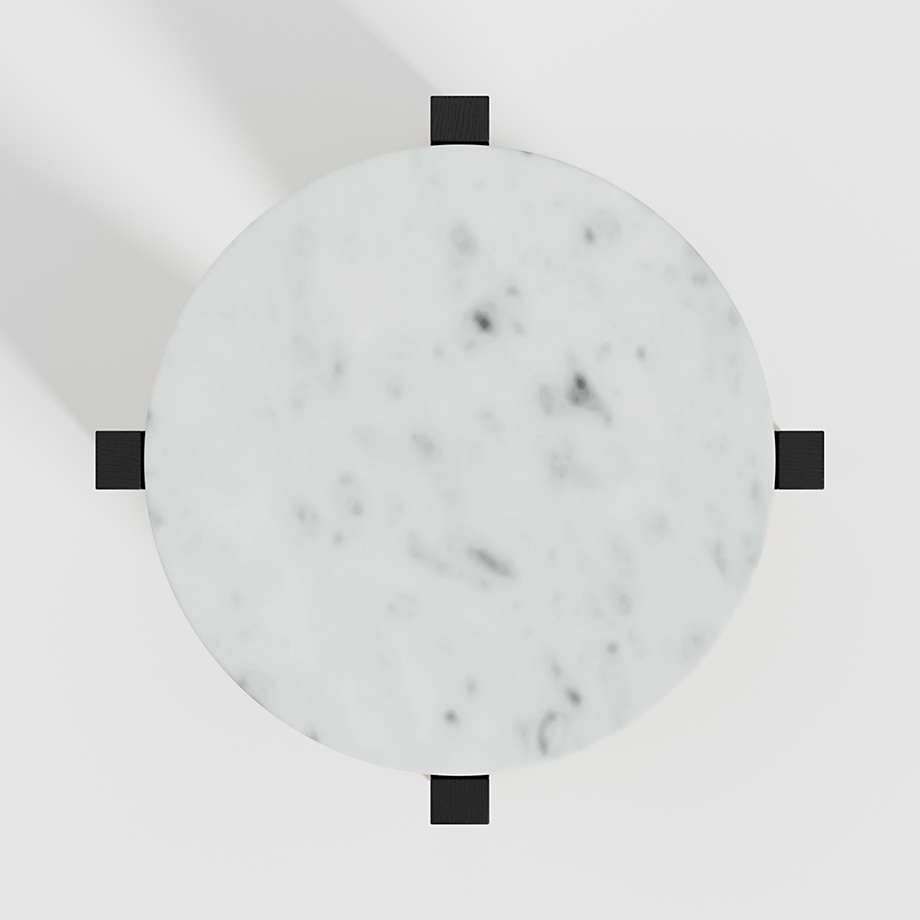 Miro White Marble End Table with Black Wood Base thumbnail 4