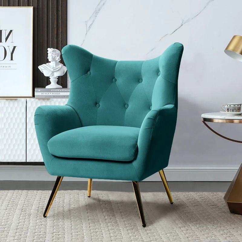 Dowdle Wide Tufted Velvet Wingback Chair thumbnail 2