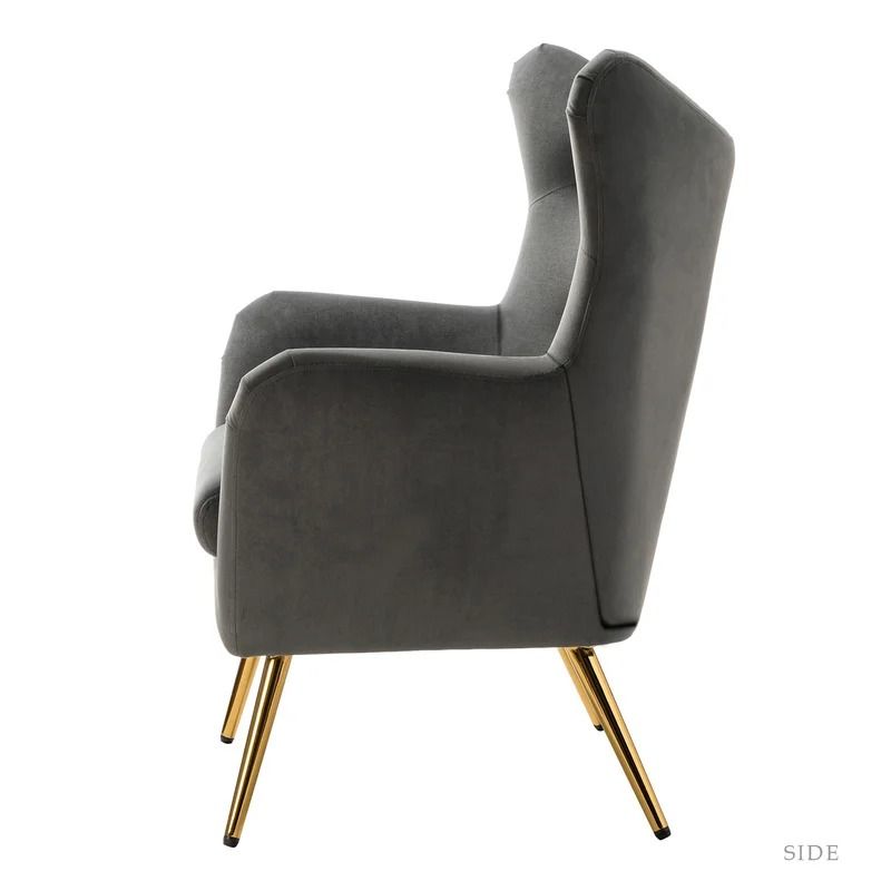 Dowdle Tufted Velvet Wingback Chair thumbnail 3