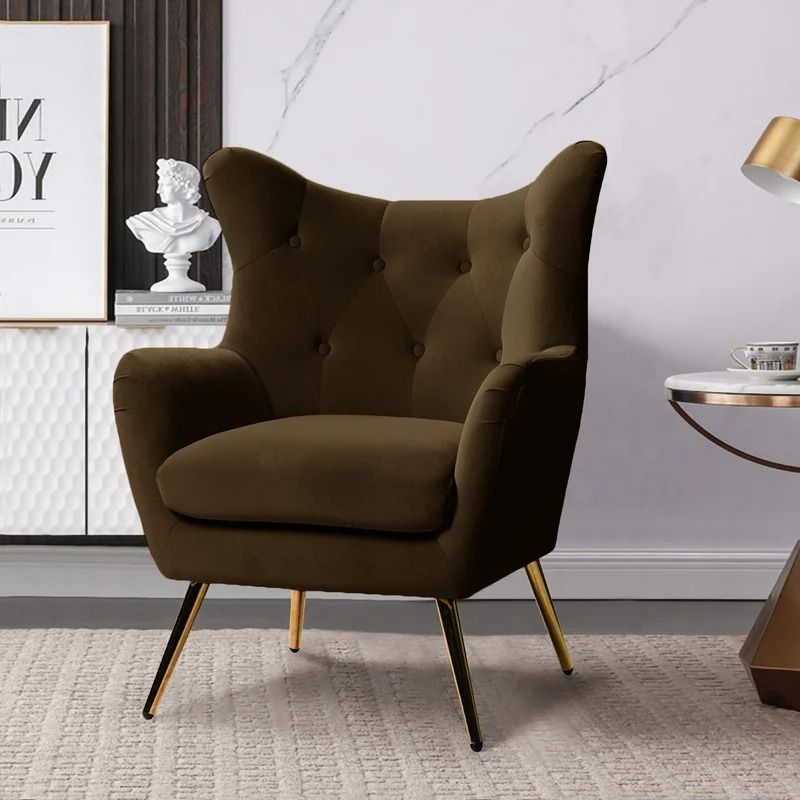 Dowdle Tufted Velvet Wingback Chair thumbnail 2