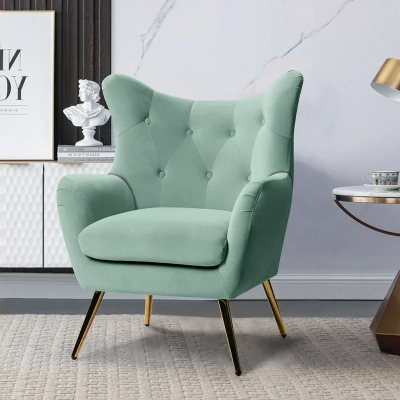 Dowdle Tufted Velvet Wingback Chair thumbnail 2