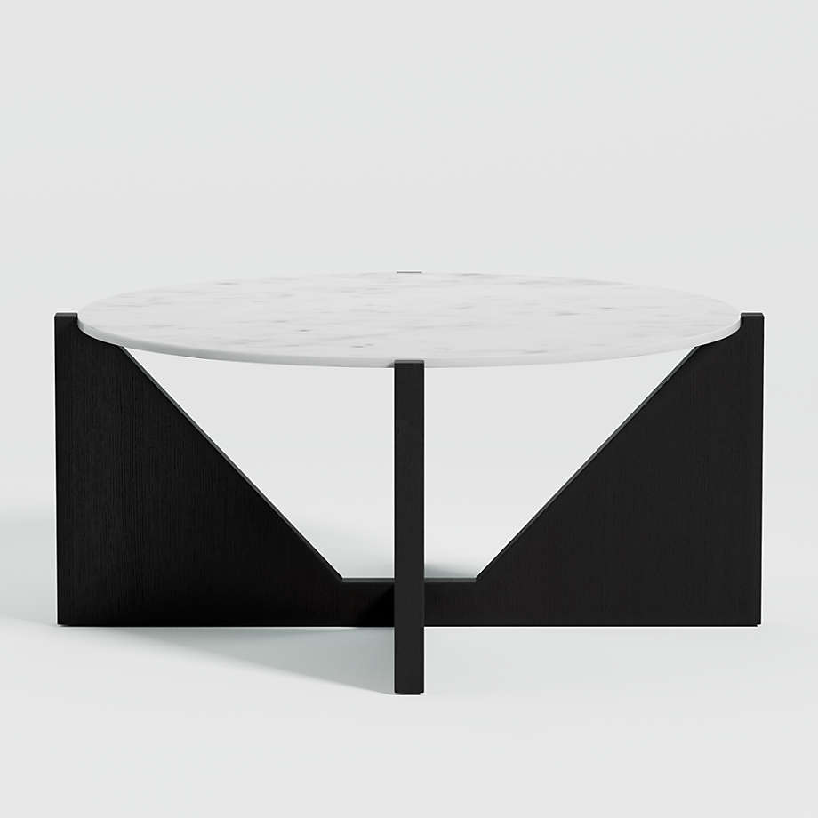 Miro White Marble Coffee Table with Black Wood Base thumbnail 2