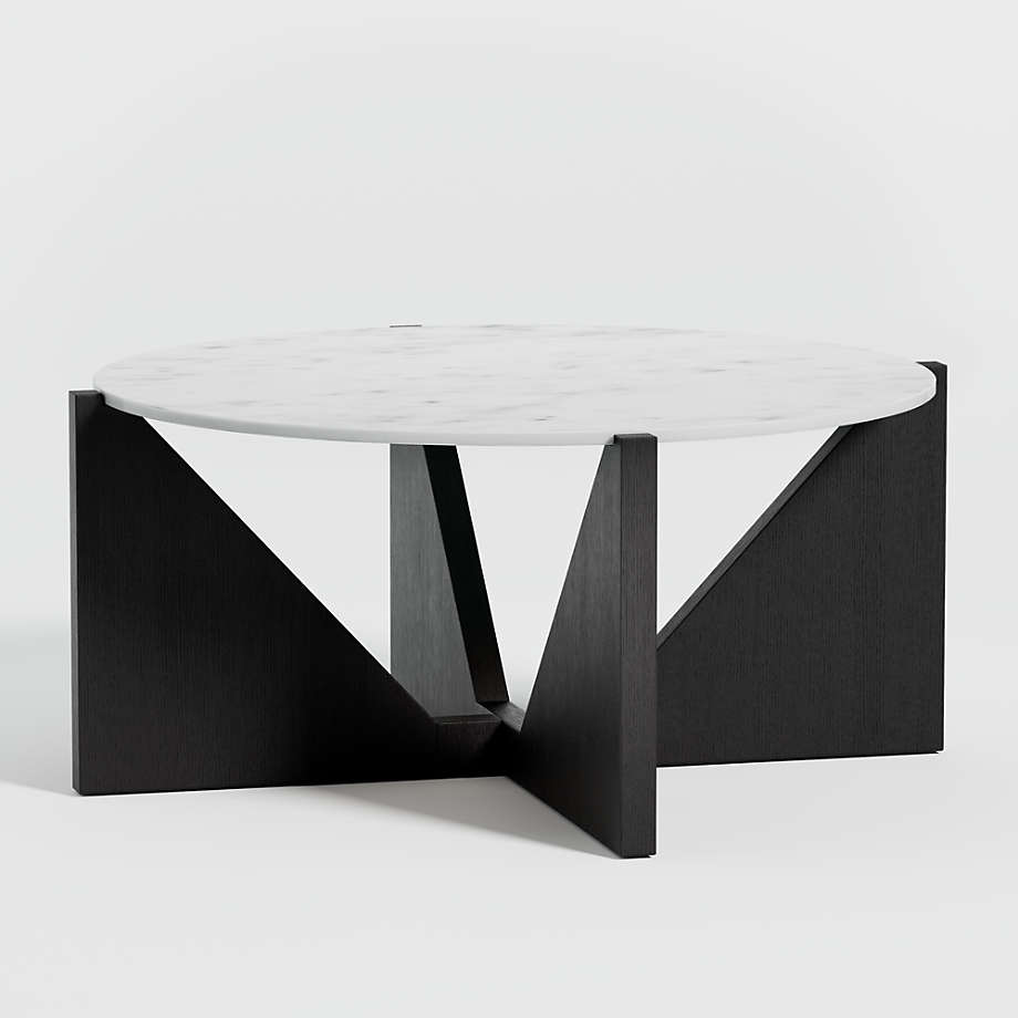 Miro White Marble Coffee Table with Black Wood Base thumbnail 3