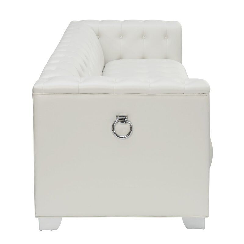 Teddy Faux Leather Tuxedo Arm Sofa thumbnail 4