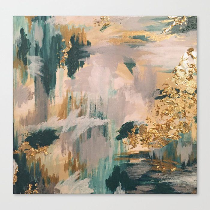 Teal and Gold Abstract Magic Canvas Print Unframed thumbnail 2