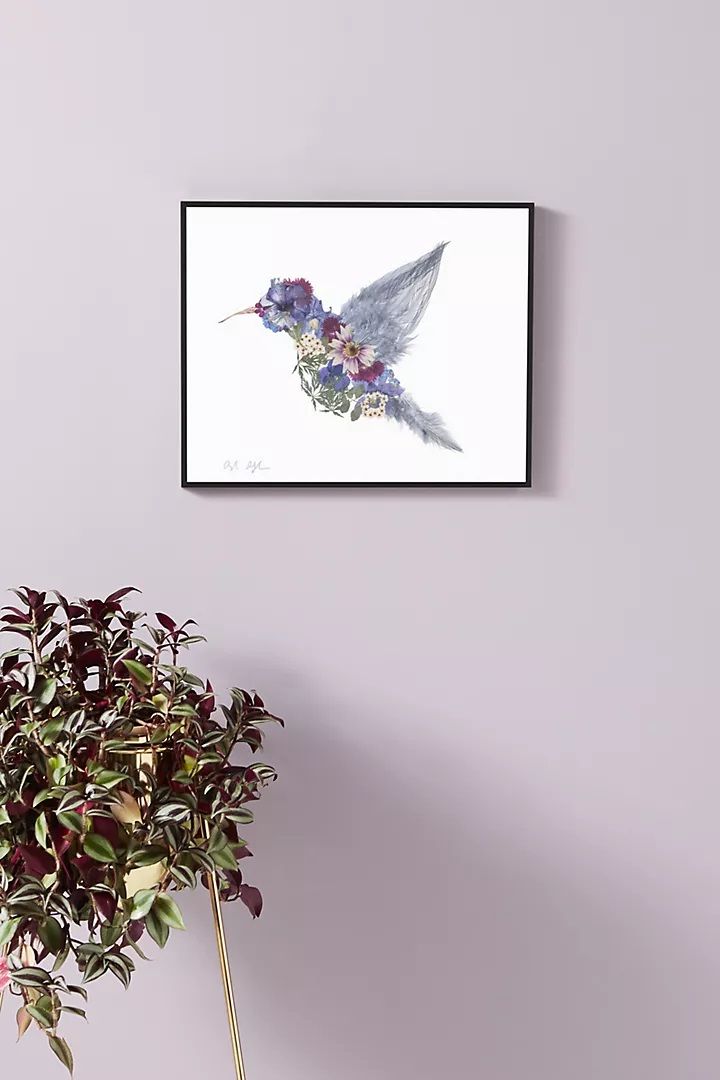 Pressed Floral Hummingbird Wall Art With Frame thumbnail 2