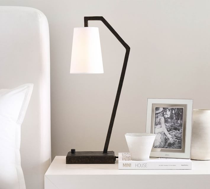 Carson Forged Iron USB Table Lamp with Shade  thumbnail 2