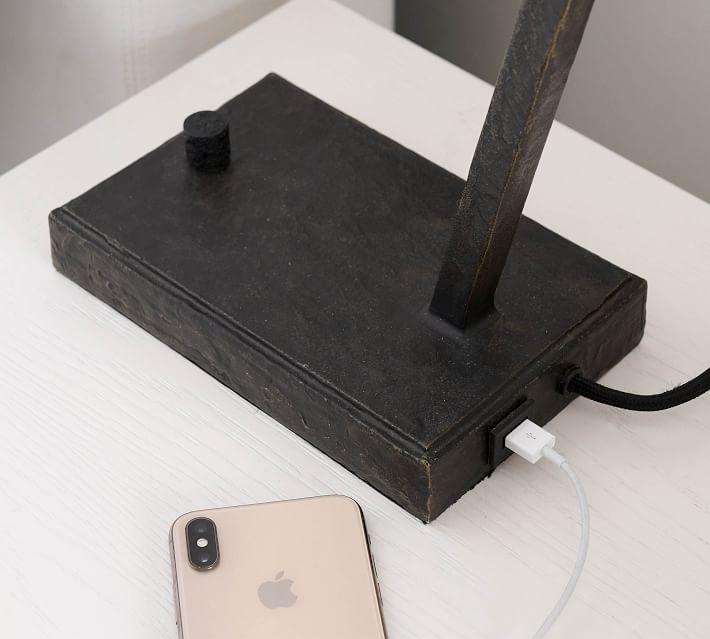 Carson Forged Iron USB Table Lamp with Shade  thumbnail 3