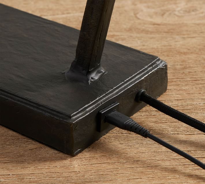 Carson Forged Iron USB Table Lamp with Shade  thumbnail 5