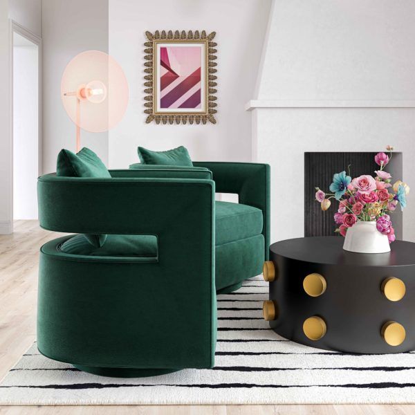 Hudson Forest Green Swivel Chair thumbnail 2