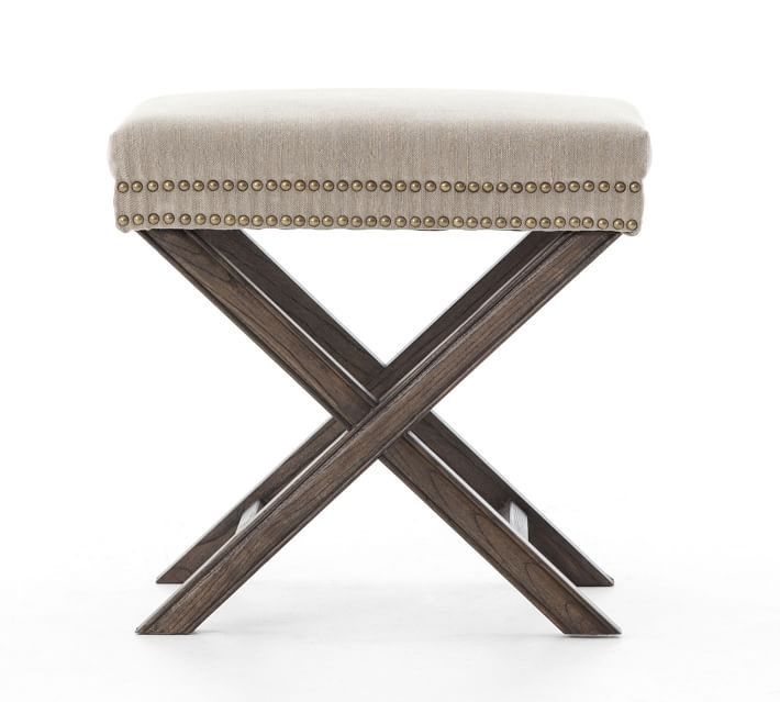 Aldrich Upholstered Stool Stone Twill thumbnail 2