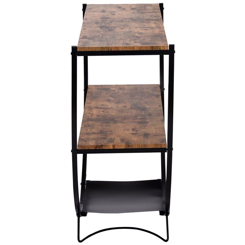 Half Moon Industrial Design Metal Wooden Console Table thumbnail 3