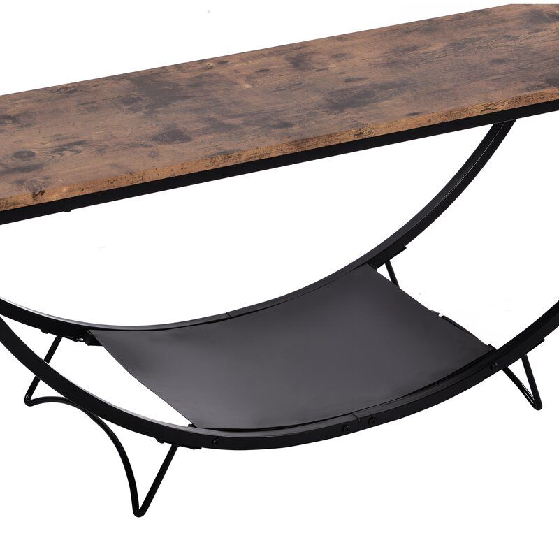 Half Moon Industrial Design Metal Wooden Console Table thumbnail 4