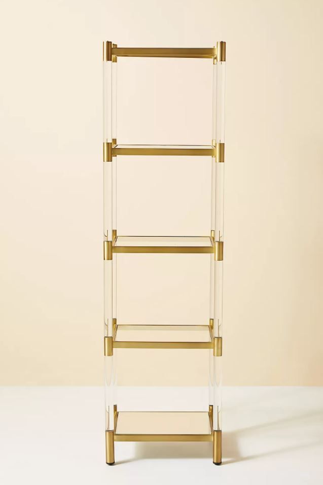 Oscarine Lucite Narrow Mirrored Bookshelf thumbnail 3