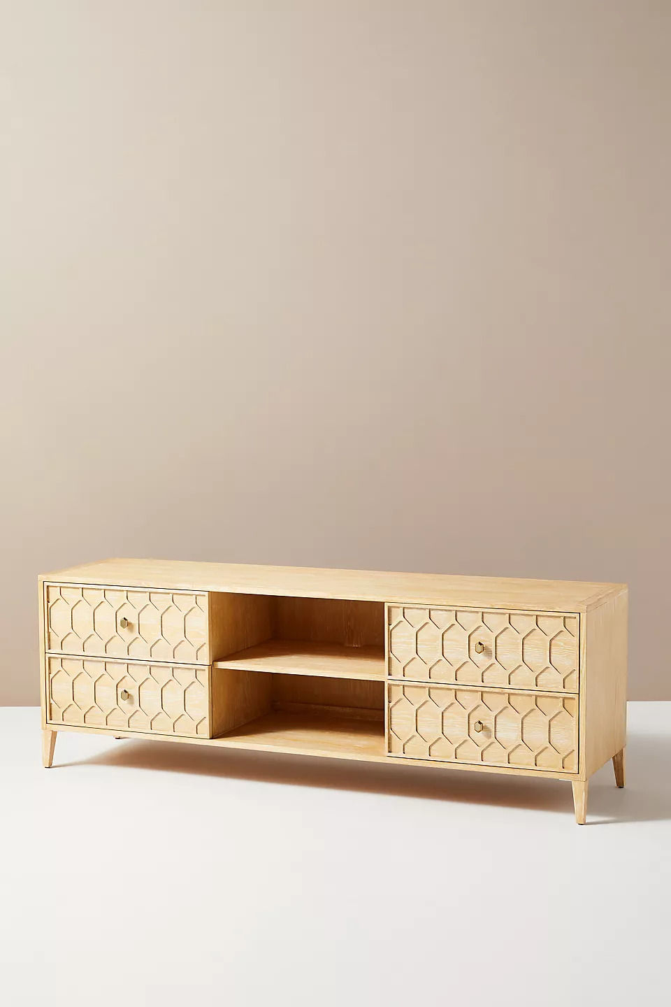 Textured Trellis Media Console Sand thumbnail 3