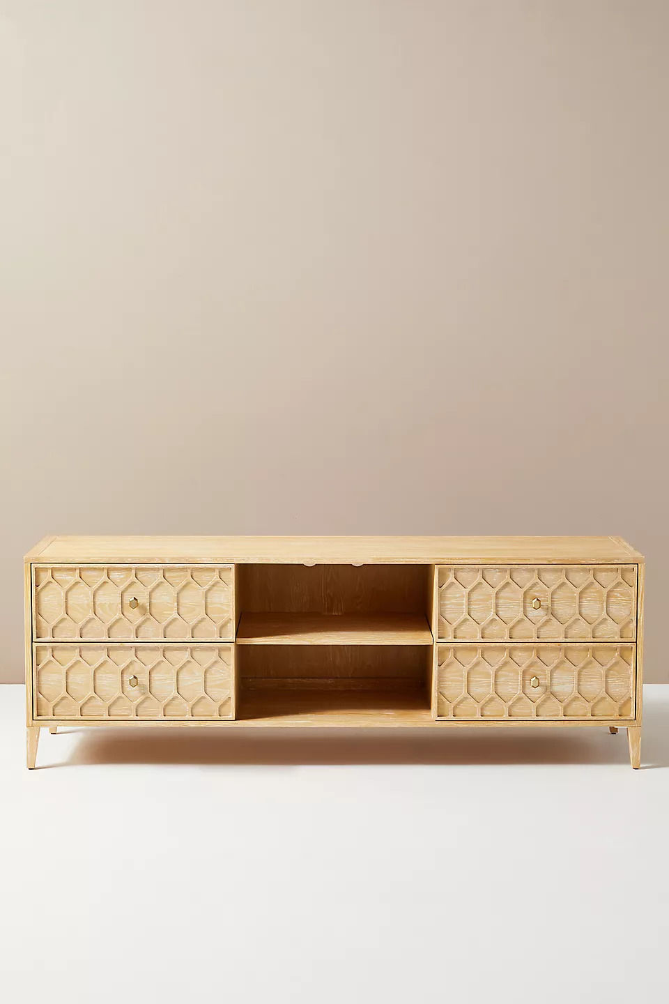 Textured Trellis Media Console Sand thumbnail 5