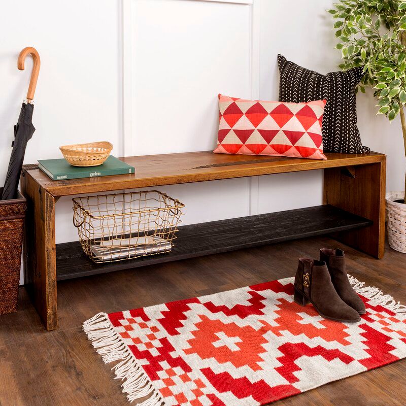 Arocho Wood Shelves Storage Bench thumbnail 8