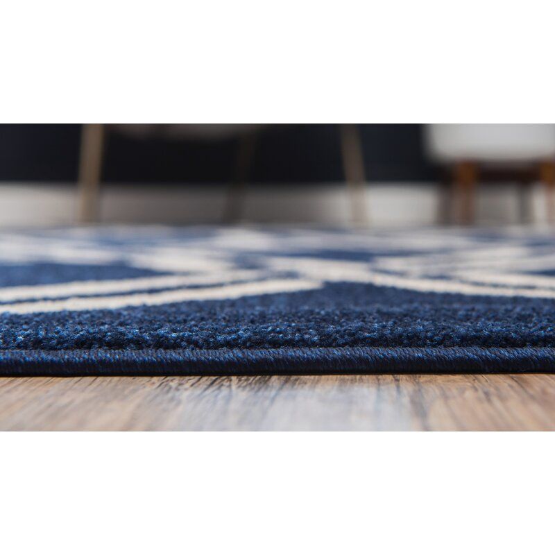 Roache Geometric Navy Area Rug thumbnail 2