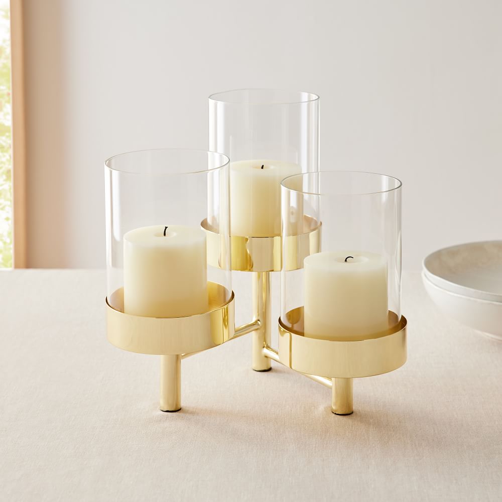 Cortlandt Centerpiece Candle Holder 3 Pillar-Polished Brass thumbnail 2