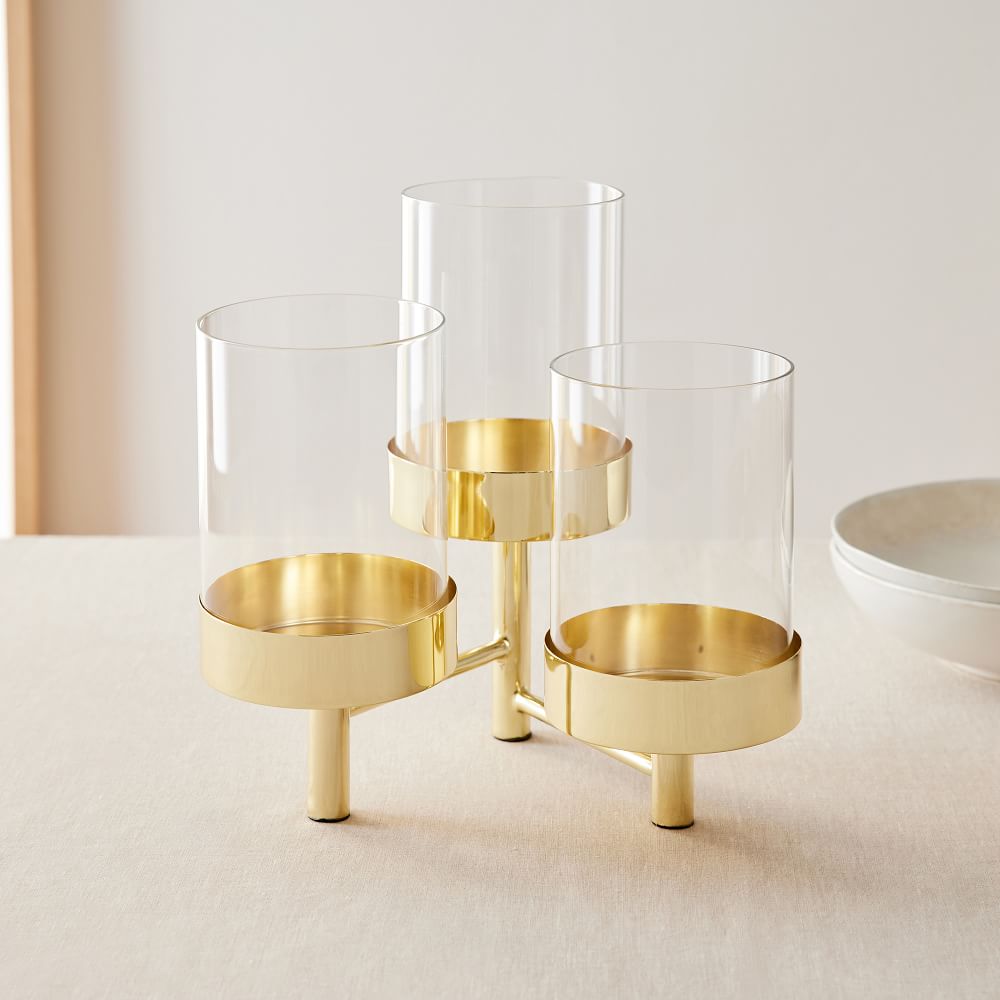 Cortlandt Centerpiece Candle Holder 3 Pillar-Polished Brass thumbnail 3