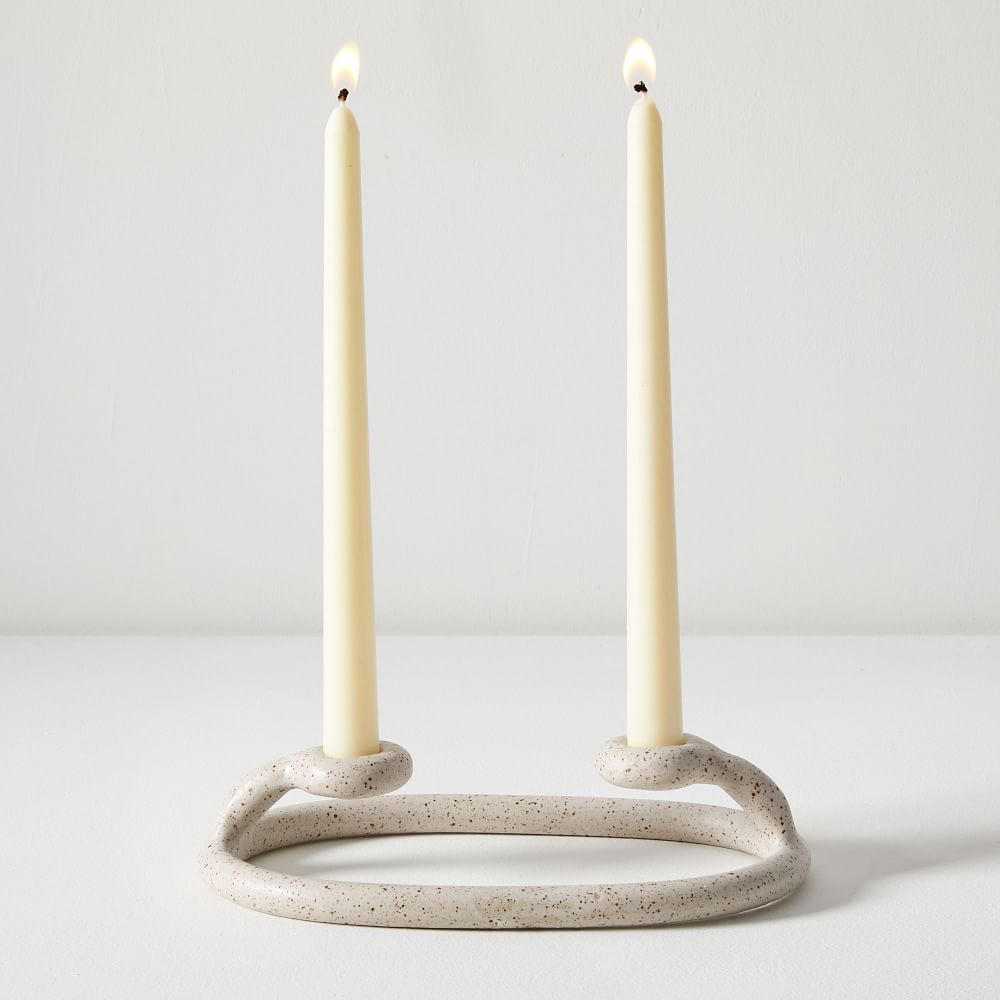 Virginia Sin Duo Candlestick Holder - Speckled White thumbnail 2