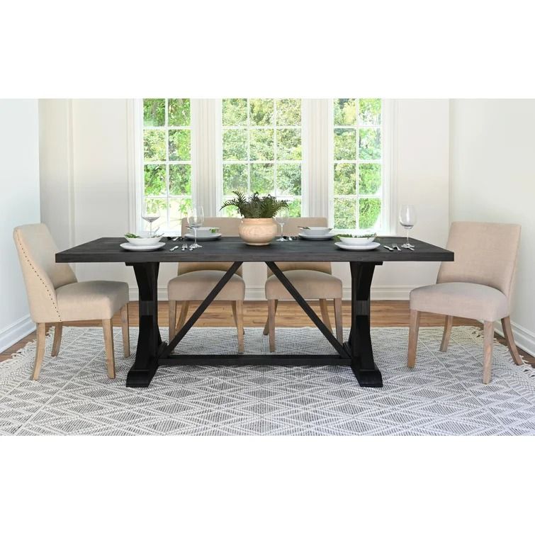 Vegard Pine Solid Wood Trestle Dining Table thumbnail 2
