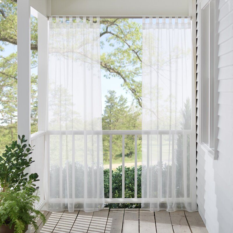 Bayport Appleton Solid Sheer Outdoor Tab Top Single Curtain Panel 96'' thumbnail 3