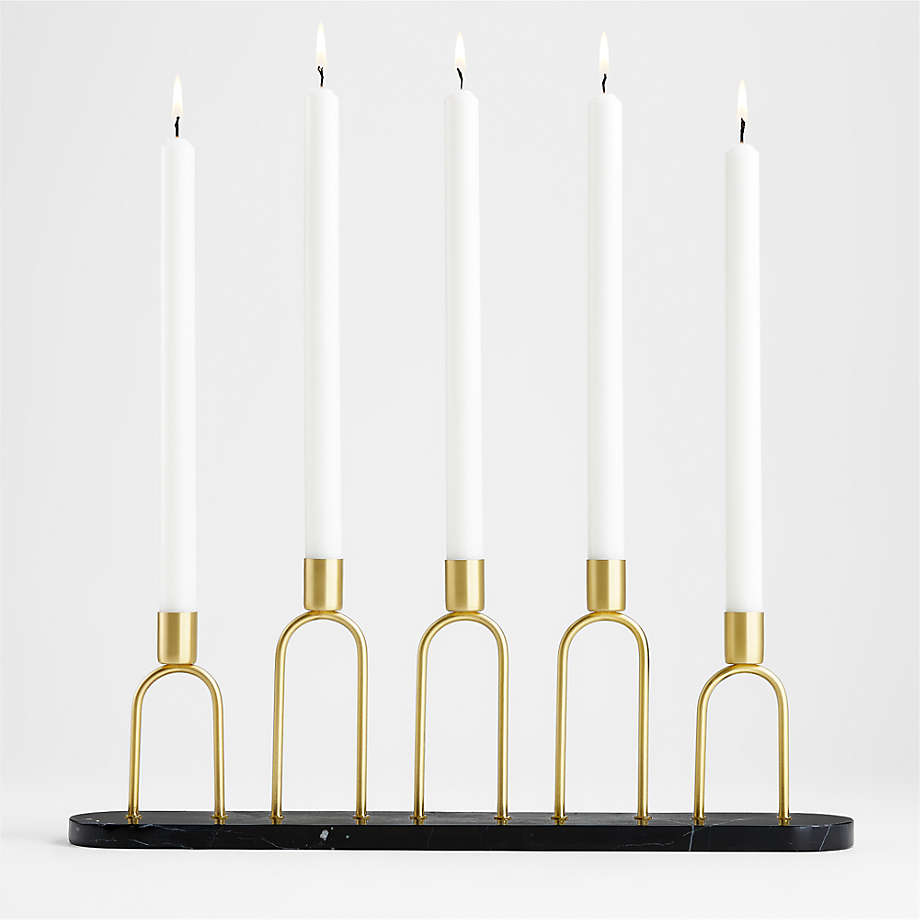 Cassia Marble and Brass Taper Candle Centerpiece thumbnail 3
